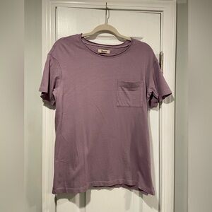 NWOT Madewell Size XS Lavender Short Sleeve Crew Split Hem Pocket Tee Shirt